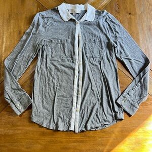 LOFT White and Gray Shirt